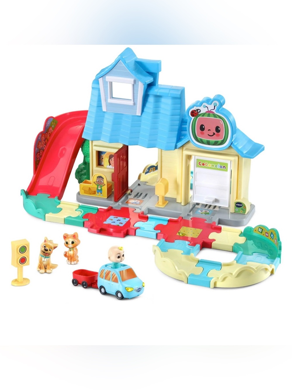 V Tech Cocomelon Go!Go! Smart Wheels JJ’s House Track Set w/Accessories EUC
